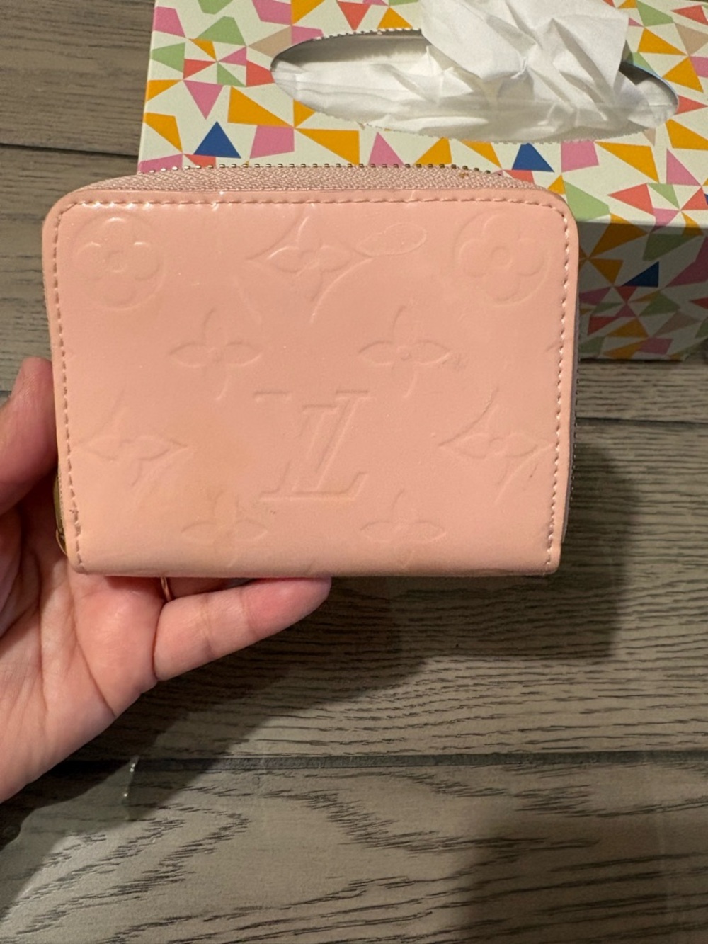 Lv Pink Monogram Vernis Compact Wallet